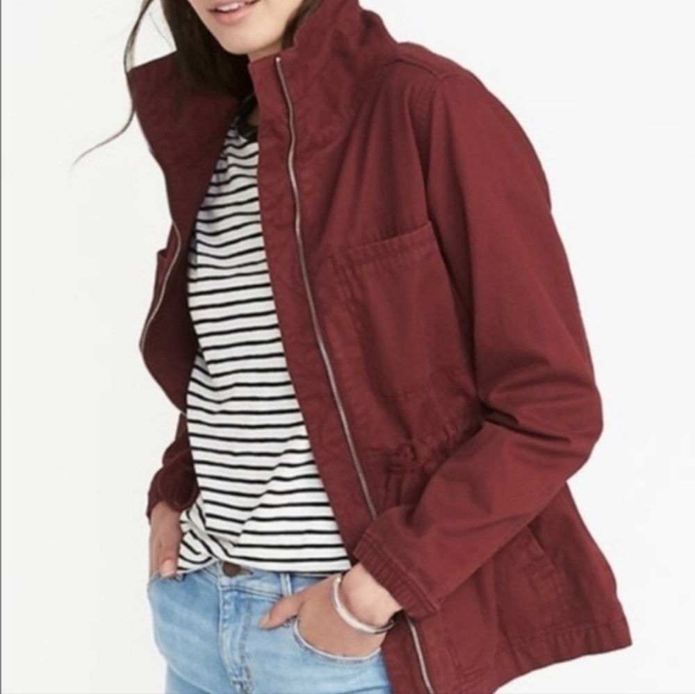NWT🏷️ Old Navy Utility Bomber Jacket, Wine Burgundy, XS - Picture 11 of 16